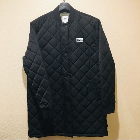 VANS Black quilted Bomber puffer jacket NWT XS - Picture 1 of 6